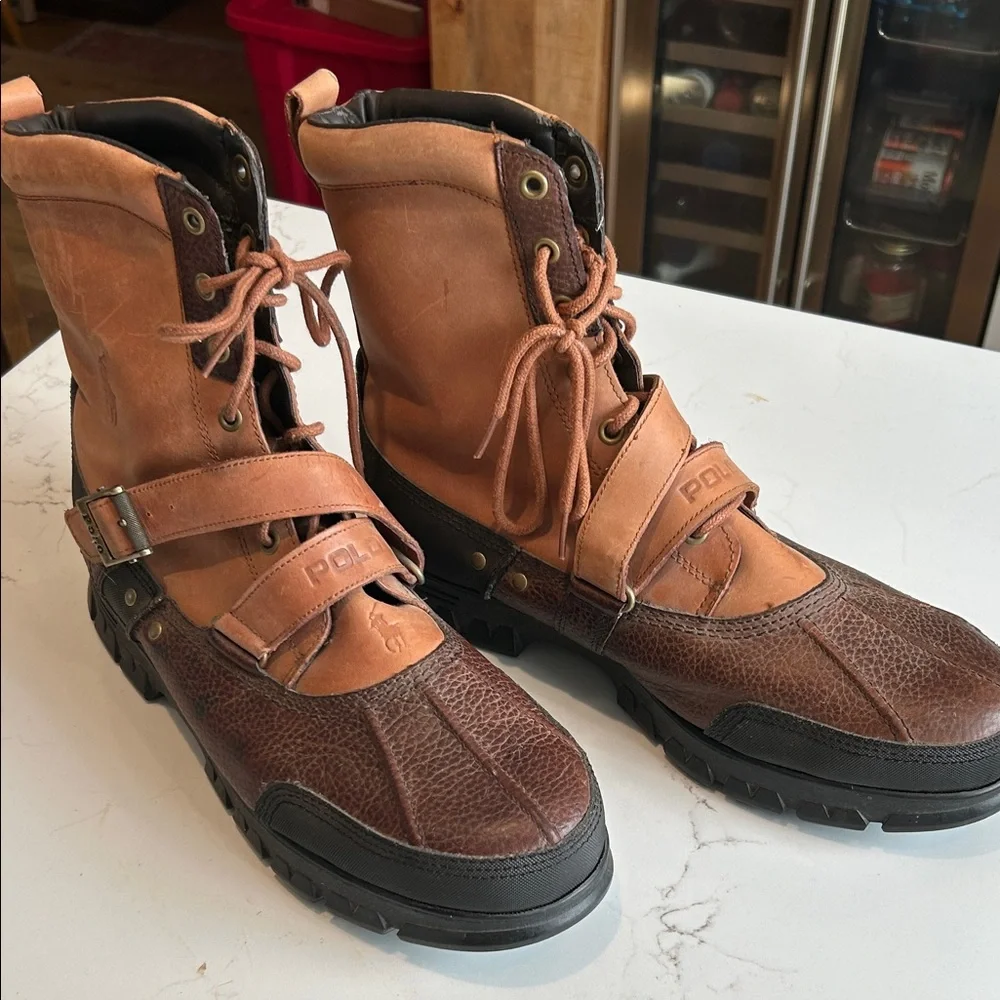Polo by Ralph Lauren Brown Leather Lace-Up Rain & Snow Boots
